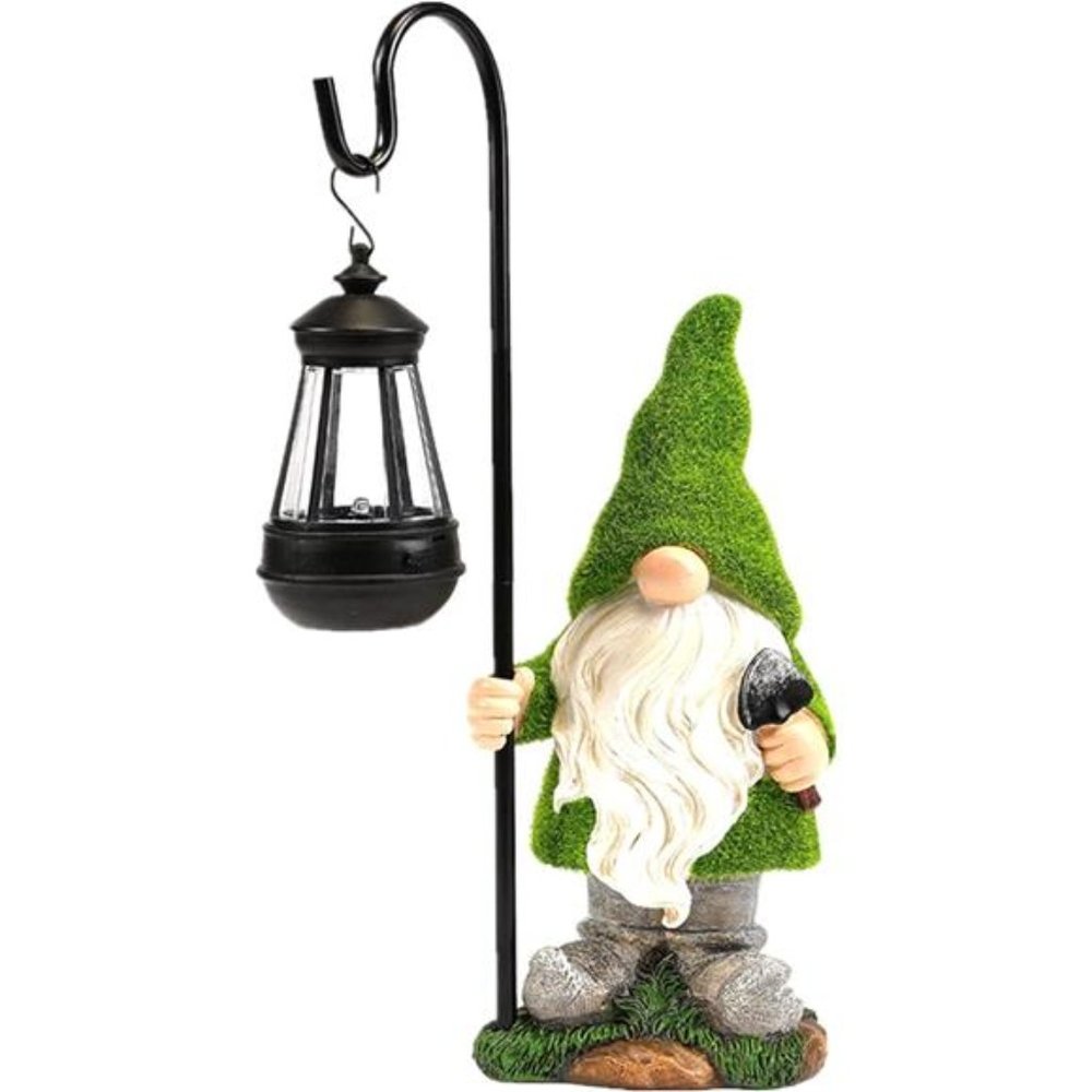 12IN Garden Sculptures & Statues Gnomes Garden Gnomes Statue with Solar Lights